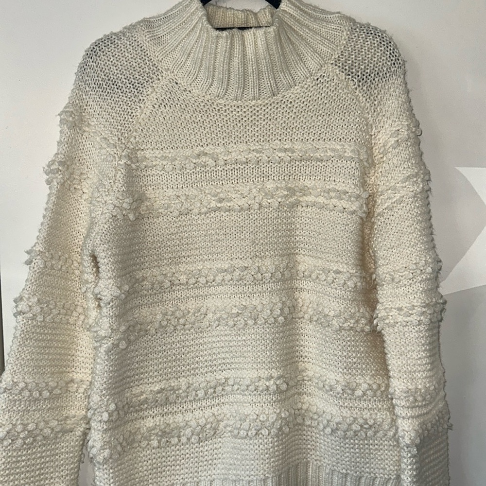 Magaschoni Mock Neck White/ Cream Sweater